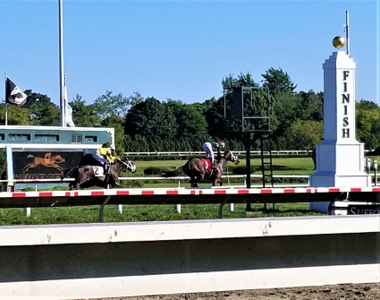 Diamond Play wins race 9 at Suffolk Downs on September 16, 2018. (Sue Martins)