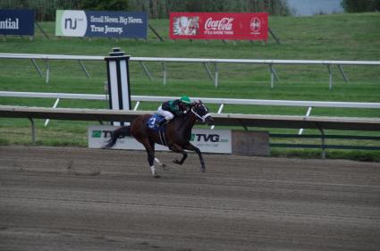 Highwaytwentyseven, with Antonio Gallardo in the irons, wins race 3 at Monmouth Park on Sunday, August 9, 2020