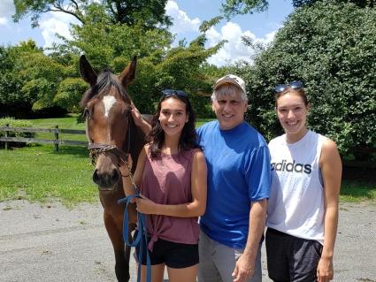 Into Mischief filly Giuliana Vee at Hunters Run Farm on July 24, 2019 (Mike Perullo)