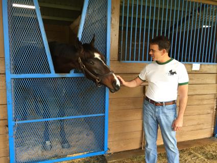 Jump Start colt Start a Fire with Kenwood founder Robb Levinsky at T-Square Stud on March 13, 2019