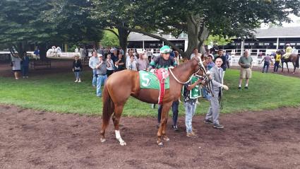 Smarty Cat makes her debut in race 6 at Monmouth Park on August 23, 2019 (George Katzenberger)