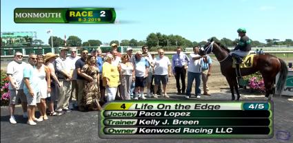 Competitive Edge filly Life on the Edge breaks her maiden in race 2 at Monmouth Park on August 3, 2019