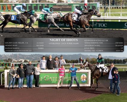 Night of Idiots wins race 4 at Golden Gate Fields on November 2, 2019 (photo courtesy of Golden Gate Fields)