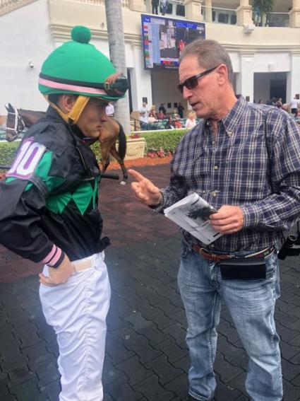 Cristian Torres and Ron Spatz for No Good Deed in race 1 at Gulfstream Park on February 8, 2020 (Gloria Varano)