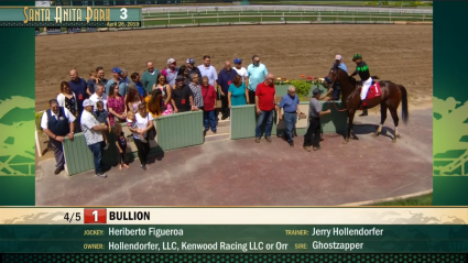 Ghostzapper colt Bullion breaks maiden in race 3 at Santa Anita on April 26, 2019